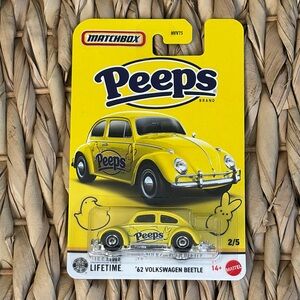 Peeps Bunny Rabbit 62 Volkswagen Beetle Yellow 1962 VW Bug Matchbox Easter Car